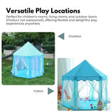 NNEDSZ Kids Hexagonal Tent with LED Lights (Blue)