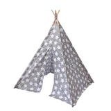 NNEDSZ Kids Teepee Tent with Side Window and Carry Case (Grey Star)