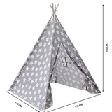 NNEDSZ Kids Teepee Tent with Side Window and Carry Case (Grey Star)