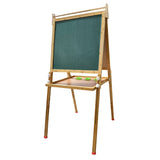 NNEDSZ Bamboo Kids Dual-Sided Art Easel with Painting and Drawing Accessories