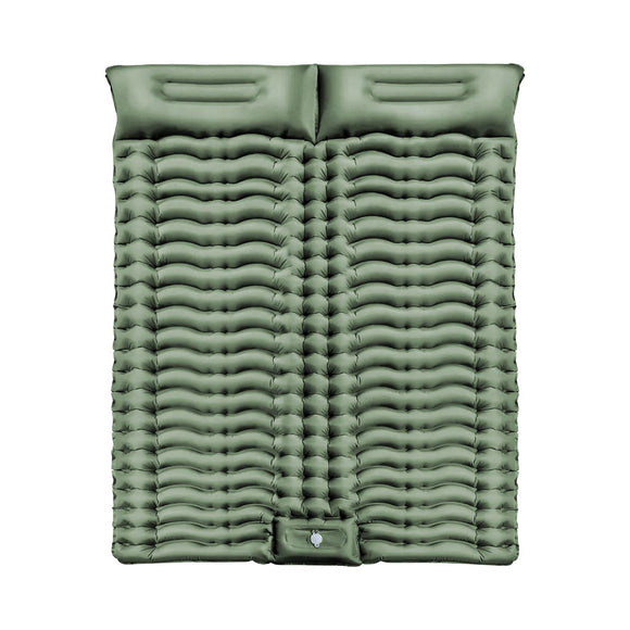 NNEDSZ Double Inflatable Camping Sleeping Pad with Pillow (Army Green)