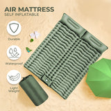 NNEDSZ Double Inflatable Camping Sleeping Pad with Pillow (Army Green)