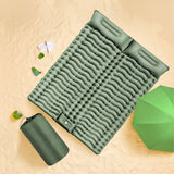 NNEDSZ Double Inflatable Camping Sleeping Pad with Pillow (Army Green)