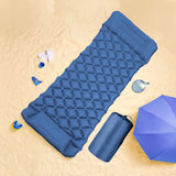NNEDSZ Inflatable Camping Sleeping Pad with Pillow - Navy Blue
