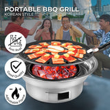 NNEDSZ Multifunctional Camping Charcoal BBQ Grill Stove (Silver)