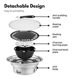 NNEDSZ Multifunctional Camping Charcoal BBQ Grill Stove (Silver)