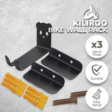 NNEDSZ 3 Pack of Bicycle Storage Wall Mount Rack (Black)