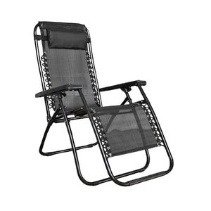 NNEDSZ Folding Reclining Camping Chair With Breathable Mesh (Black)