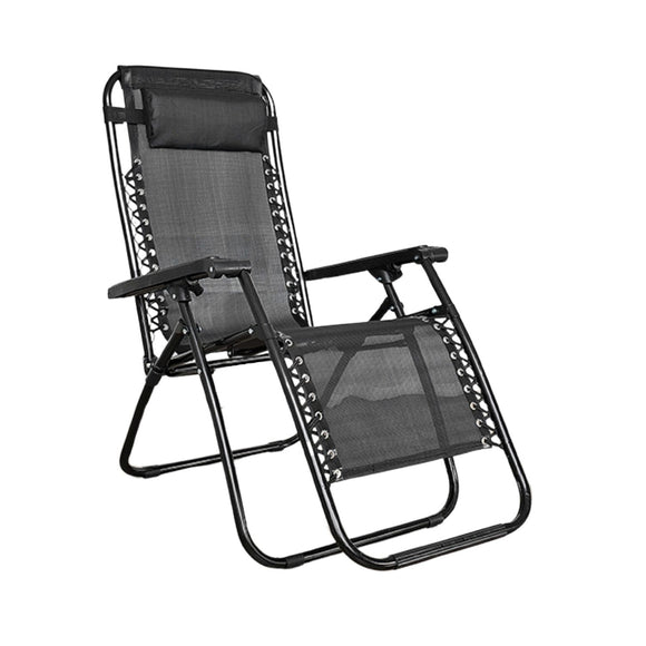 NNEDSZ Folding Reclining Camping Chair With Breathable Mesh (Black)