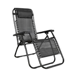 NNEDSZ Folding Reclining Camping Chair With Breathable Mesh (Black)