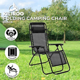 NNEDSZ Folding Reclining Camping Chair With Breathable Mesh (Black)