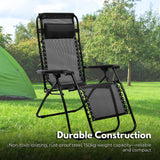 NNEDSZ Folding Reclining Camping Chair With Breathable Mesh (Black)