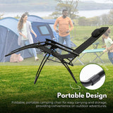 NNEDSZ Folding Reclining Camping Chair With Breathable Mesh (Black)
