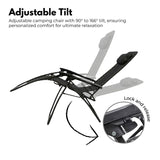 NNEDSZ Folding Reclining Camping Chair With Breathable Mesh (Black)