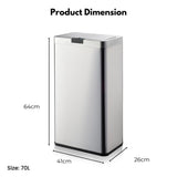 NNEDSZ MIRAKLASS Sensor Bin 70L Wide Silver Square