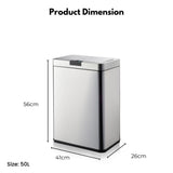 NNEDSZ MIRAKLASS Sensor Bin 50L Wide Silver Square