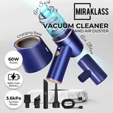 NNEDSZ MIRAKLASS 45000RPM 7.8V Rechargeable Cordless Air Duster and Car Vacuum Cleaner with Charging Base (Navy Blue)