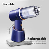 NNEDSZ MIRAKLASS 45000RPM 7.8V Rechargeable Cordless Air Duster and Car Vacuum Cleaner with Charging Base (Navy Blue)