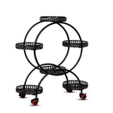 NNEDSZ 4 Layer 6 Pots Flower Holder Plant Stand Shelf with 4-Wheel (Black)