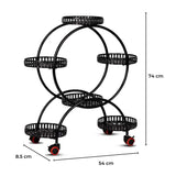 NNEDSZ 4 Layer 6 Pots Flower Holder Plant Stand Shelf with 4-Wheel (Black)