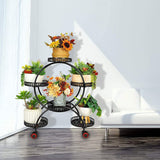 NNEDSZ 4 Layer 6 Pots Flower Holder Plant Stand Shelf with 4-Wheel (Black)