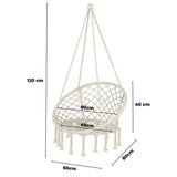 NNEDSZ Hammock Chair Swing with Cushion and Pillow (Beige)