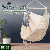 NNEDSZ Hammock Chair Hanging Rope Swing with 2 Seat Cushions Included (Beige)