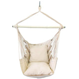 NNEDSZ Hammock Chair Hanging Rope Swing with 2 Seat Cushions Included (Beige)