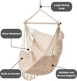 NNEDSZ Hammock Chair Hanging Rope Swing with 2 Seat Cushions Included (Beige)