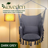 NNEDSZ Hammock Chair Hanging Rope Swing with 2 Seat Cushions Included (Dark Grey)