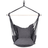 NNEDSZ Hammock Chair Hanging Rope Swing with 2 Seat Cushions Included (Dark Grey)