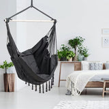 NNEDSZ Hammock Chair Hanging Rope Swing with 2 Seat Cushions Included (Dark Grey)