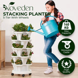 NNEDSZ 5 Tier Stacking Planter Vertical Garden with Heavy Duty Trolley Wheels (45cm)