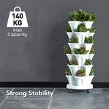 NNEDSZ 5 Tier Stacking Planter Vertical Garden with Heavy Duty Trolley Wheels (45cm)