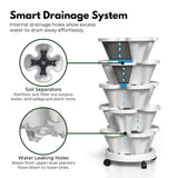 NNEDSZ 5 Tier Stacking Planter Vertical Garden with Heavy Duty Trolley Wheels (45cm)
