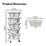 NNEDSZ 5 Tier Stacking Planter Vertical Garden with Heavy Duty Trolley Wheels (45cm)