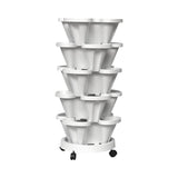 NNEDSZ 5 Tier Stacking Planter Vertical Garden with Heavy Duty Trolley Wheels (45cm)