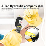 NNEDSZ 8 Ton Hydraulic Crimping Tool with 9 Dies( Yellow)