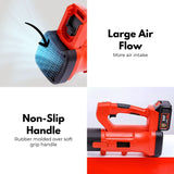 NNEDSZ 18V Cordless Leaf Blower with Lithium Battery and Charger Kit (Red and Black)