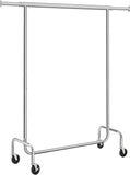 NNEDSZ Heavy Duty Clothes Rack on Wheels Metal Chrome Extendable