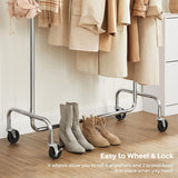 NNEDSZ Heavy Duty Clothes Rack on Wheels Metal Chrome Extendable