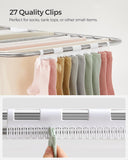 NNEDSZ Foldable 2-Level Large Clothes Drying Rack with Adjustable Wings 33 Drying Rails and Clips Silver and White