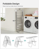 NNEDSZ Foldable 2-Level Large Clothes Drying Rack with Adjustable Wings 33 Drying Rails and Clips Silver and White