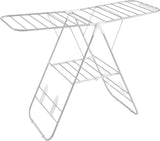 NNEDSZ Foldable Clothes Drying Rack with Adjustable Wings Stainless Steel White and Silver