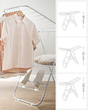 NNEDSZ Foldable Clothes Drying Rack with Adjustable Wings Stainless Steel White and Silver