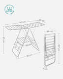 NNEDSZ Foldable Clothes Drying Rack with Adjustable Wings Stainless Steel White and Silver