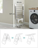 NNEDSZ Foldable Clothes Drying Rack with Adjustable Wings Stainless Steel White and Silver