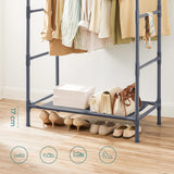 NNEDSZ Metal Clothes Rack with 2 Rails Grey