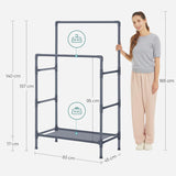 NNEDSZ Metal Clothes Rack with 2 Rails Grey