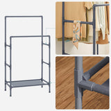 NNEDSZ Metal Clothes Rack with 2 Rails Grey